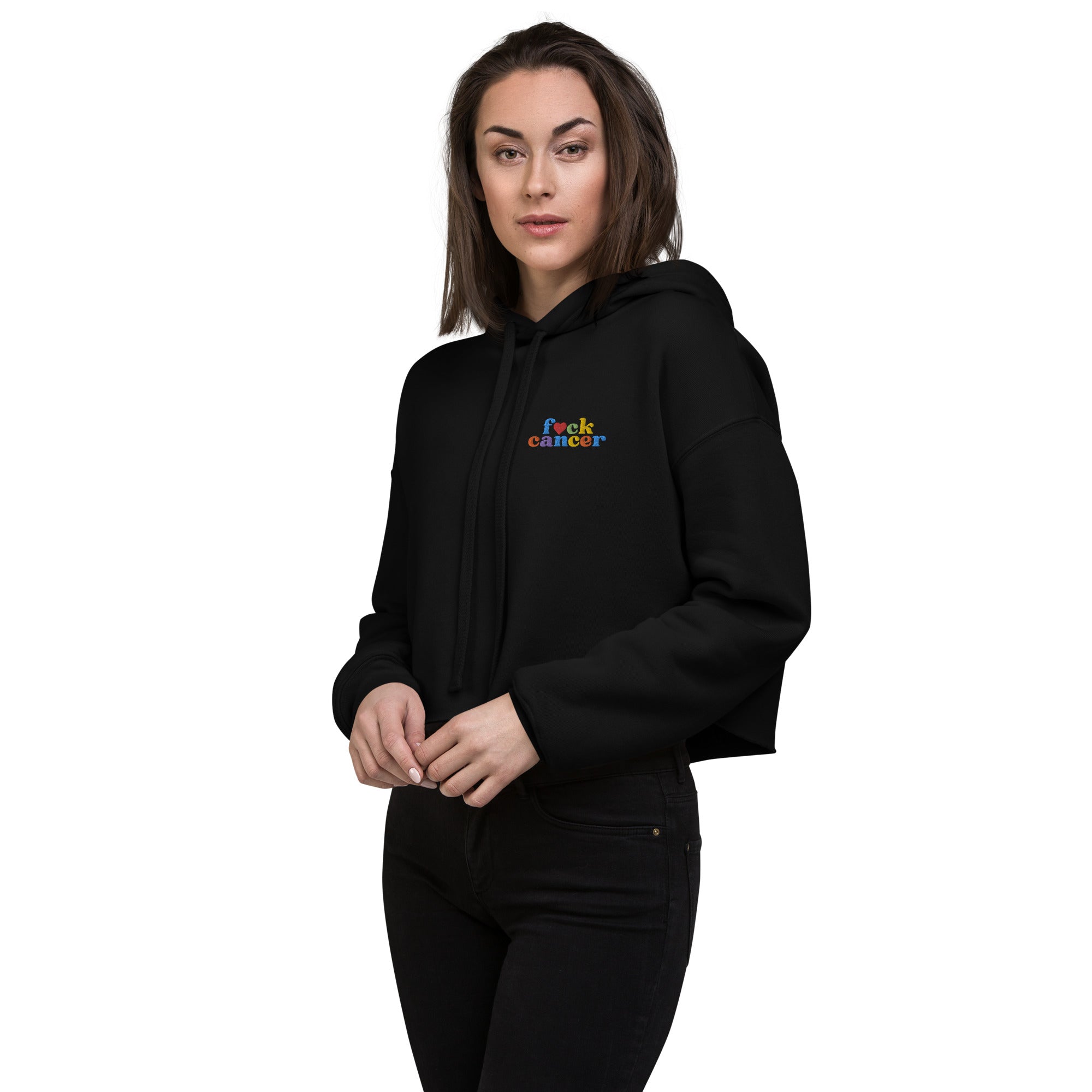 F*ck Cancer Crop Hoodie - Inspirational & Cozy Cancer Awareness Apparel for Cancer Warriors | Chemo Kits