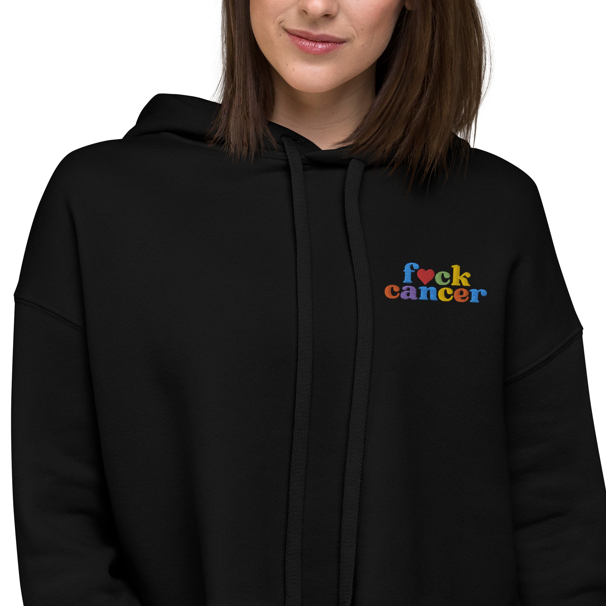 F*ck Cancer Crop Hoodie - Inspirational & Cozy Cancer Awareness Apparel for Cancer Warriors | Chemo Kits