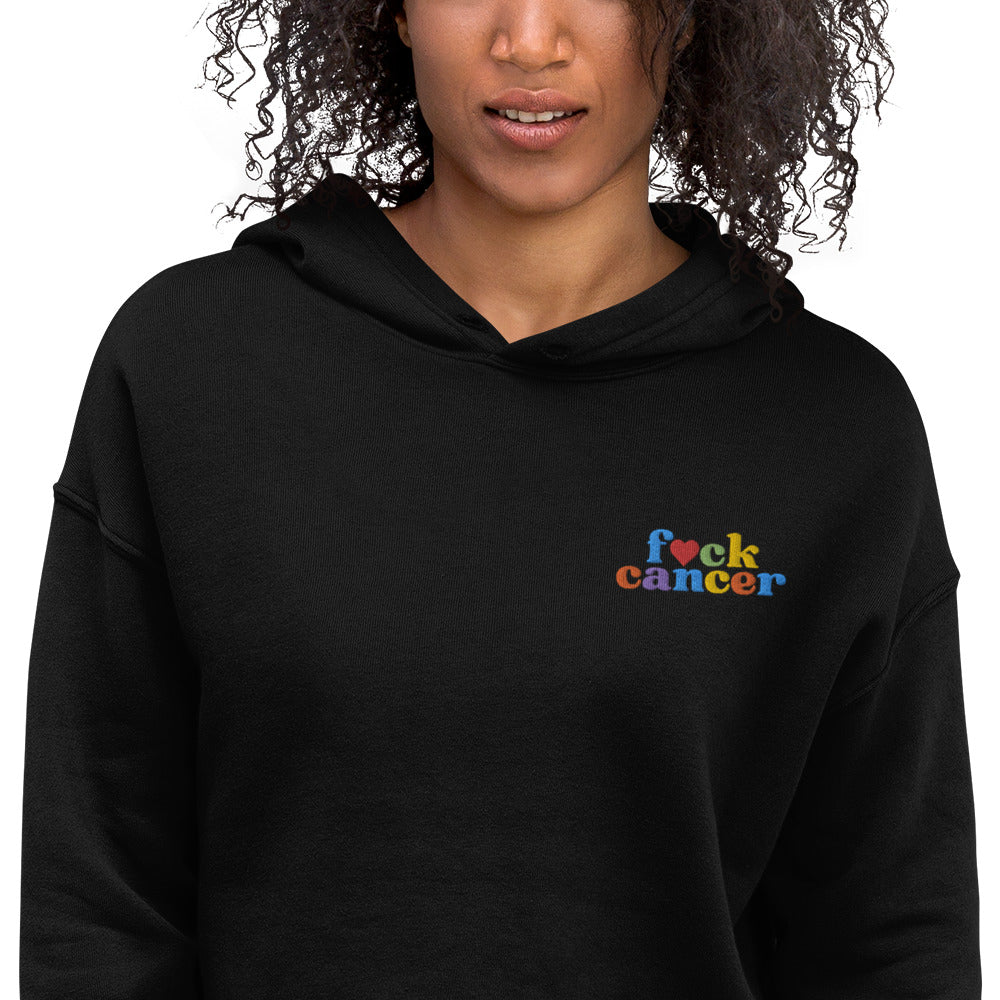 F*ck Cancer Crop Hoodie - Inspirational & Cozy Cancer Awareness Apparel for Cancer Warriors | Chemo Kits