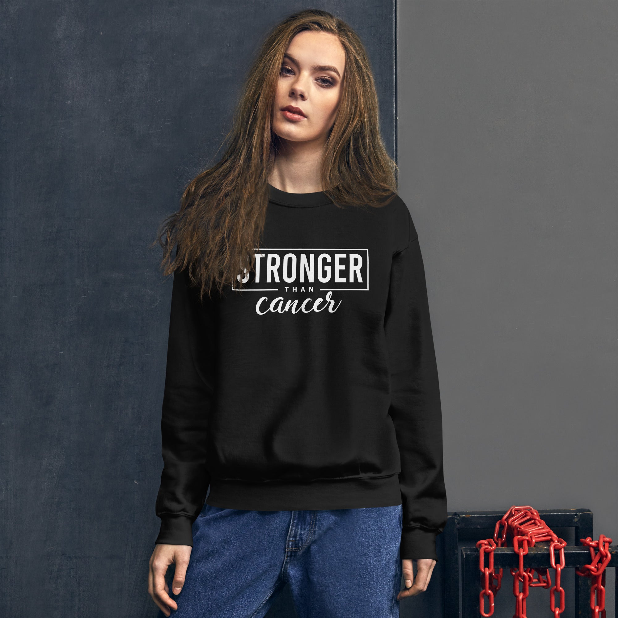 Stronger Than Cancer Unisex Sweatshirt - Inspirational & Cozy Cancer Awareness Apparel for Cancer Warriors | Chemo Kits