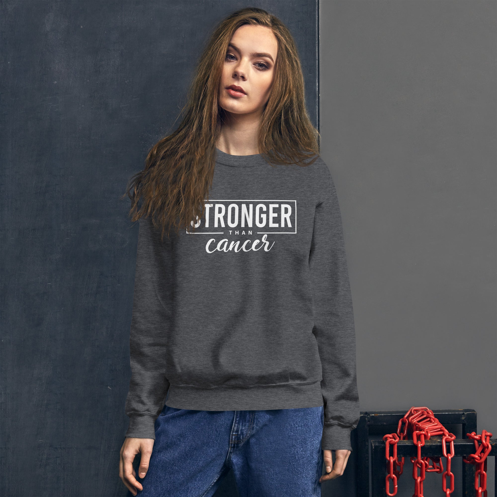 Stronger Than Cancer Unisex Sweatshirt - Inspirational & Cozy Cancer Awareness Apparel for Cancer Warriors | Chemo Kits