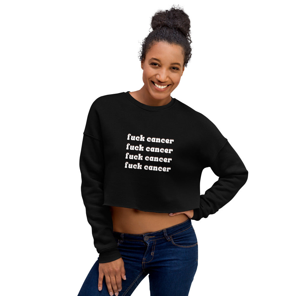 F*ck Cancer Crop Sweatshirt - Inspirational & Cozy Cancer Awareness Apparel for Cancer Warriors | Chemo Kits