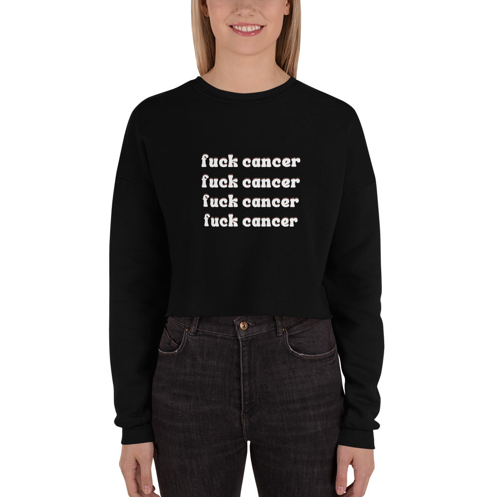F*ck Cancer Crop Sweatshirt - Inspirational & Cozy Cancer Awareness Apparel for Cancer Warriors | Chemo Kits