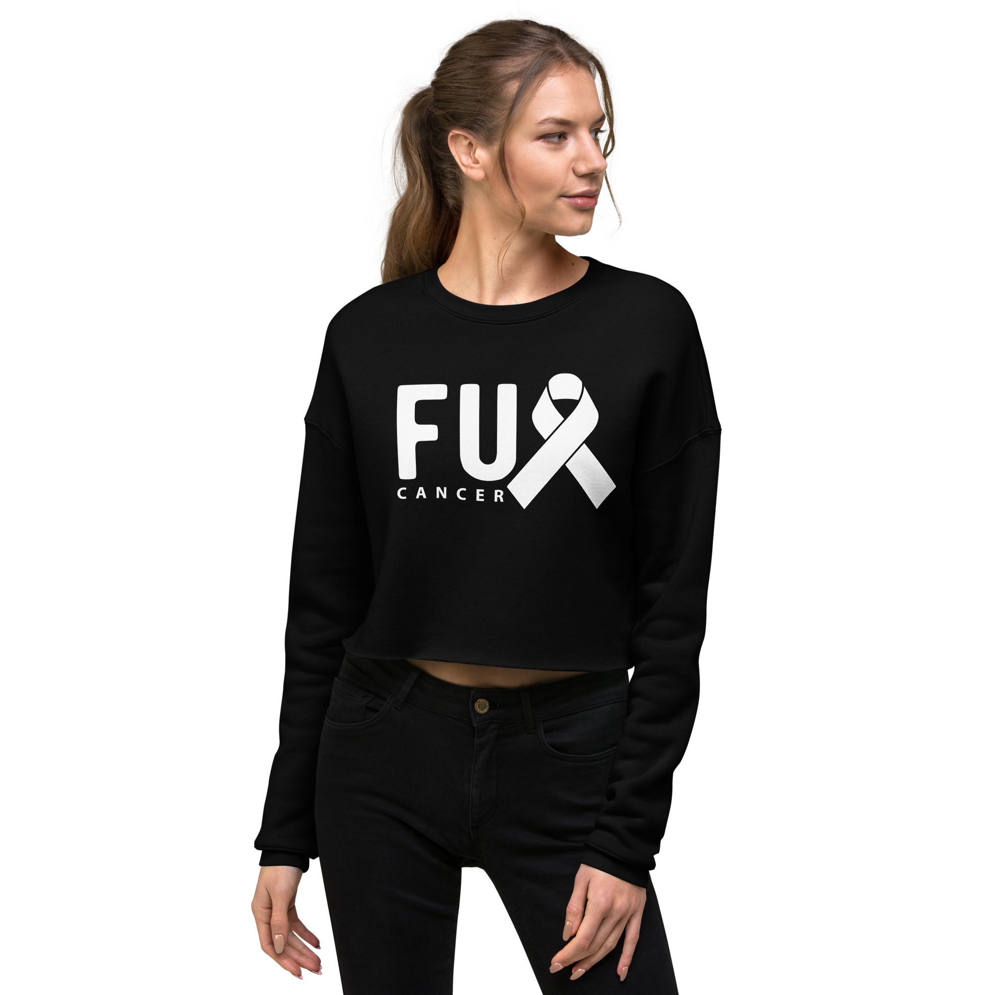 FU Cancer Crop Sweatshirt - Inspirational & Cozy Cancer Awareness Apparel for Cancer Warriors | Chemo Kits
