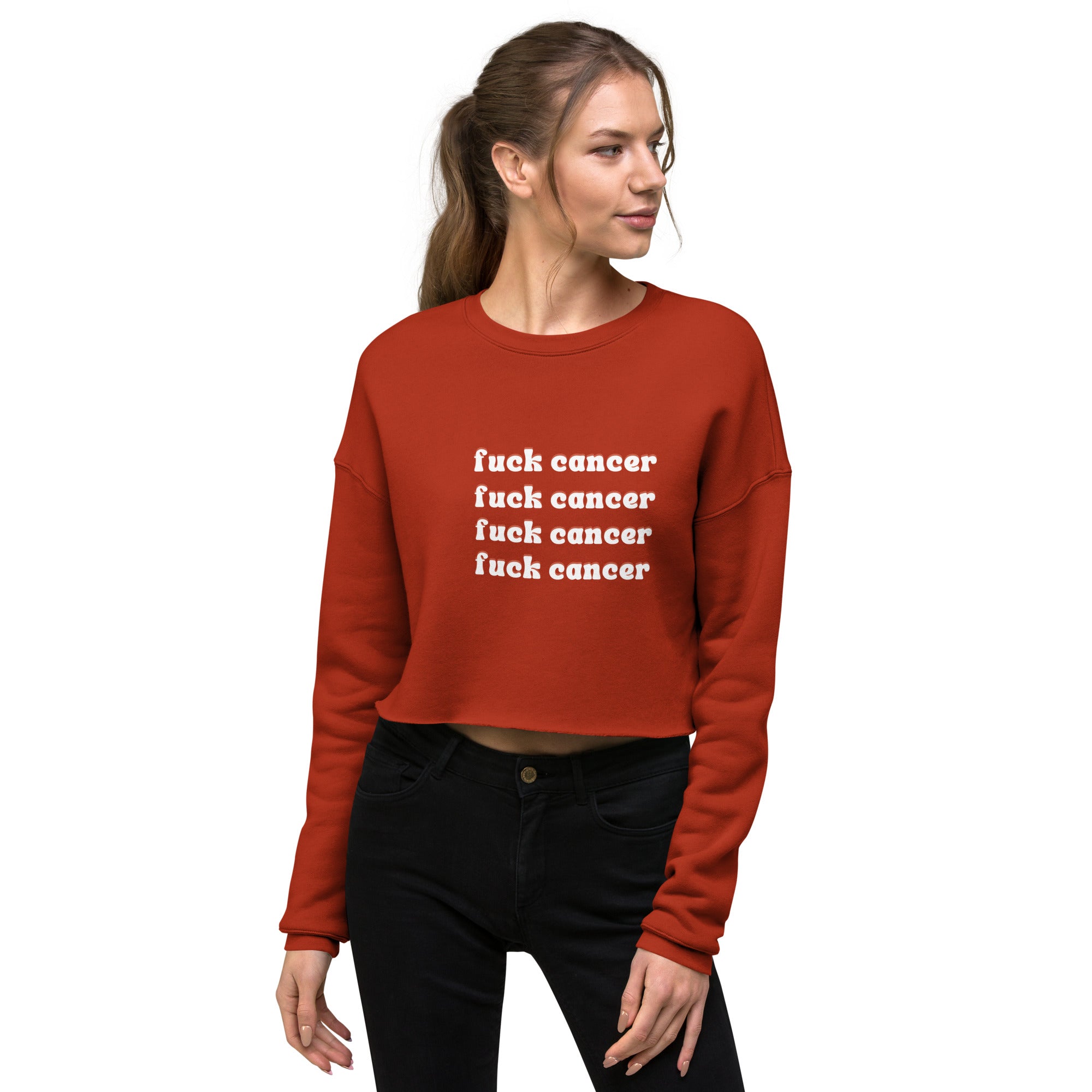 F*ck Cancer Crop Sweatshirt - Inspirational & Cozy Cancer Awareness Apparel for Cancer Warriors | Chemo Kits