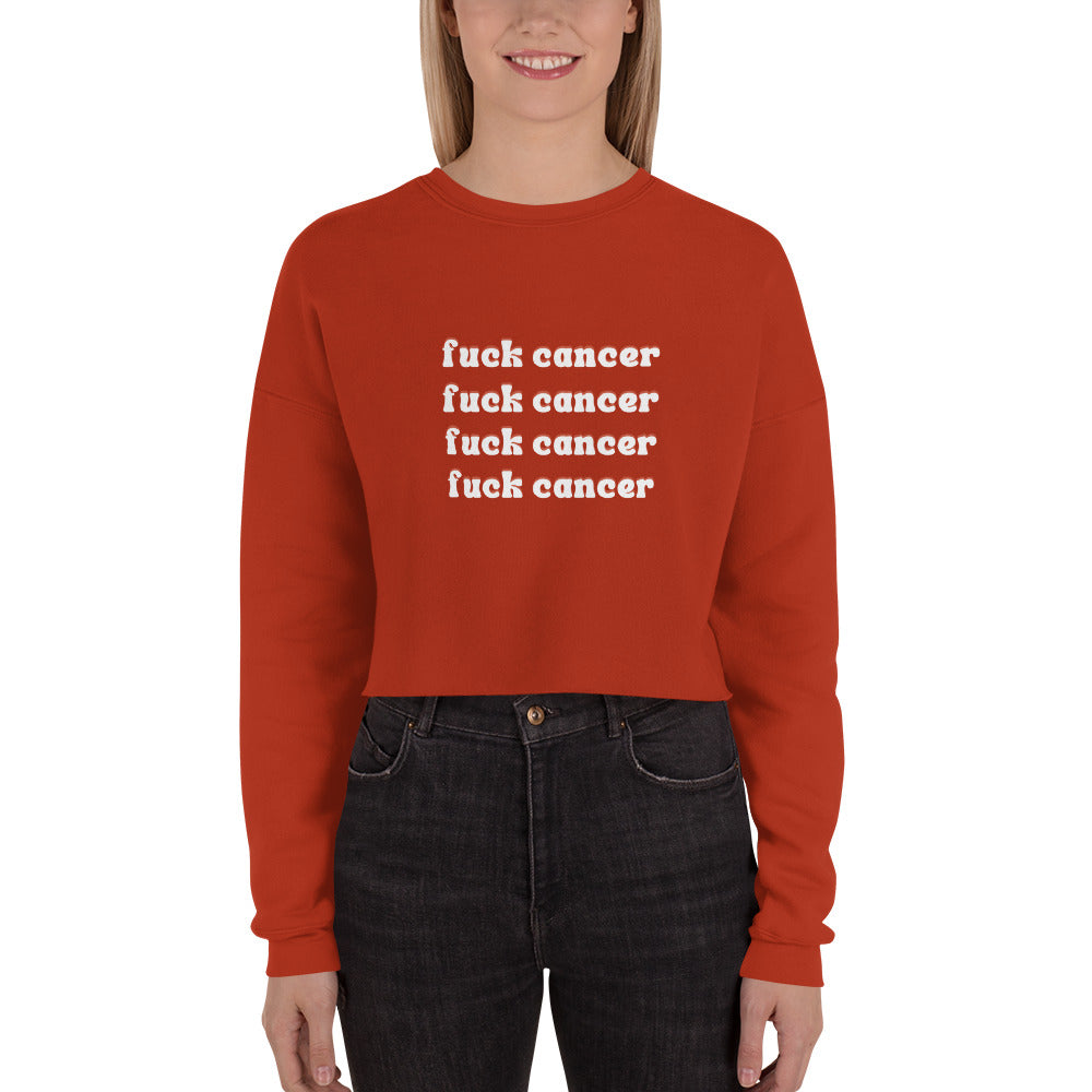 F*ck Cancer Crop Sweatshirt - Inspirational & Cozy Cancer Awareness Apparel for Cancer Warriors | Chemo Kits