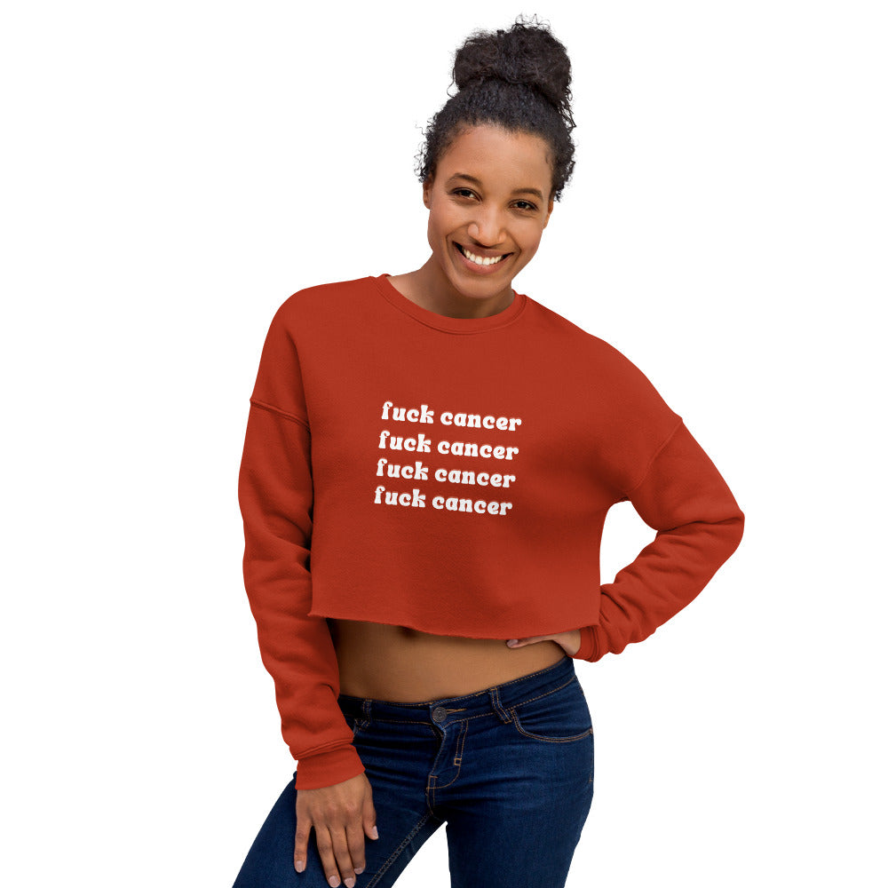 F*ck Cancer Crop Sweatshirt - Inspirational & Cozy Cancer Awareness Apparel for Cancer Warriors | Chemo Kits