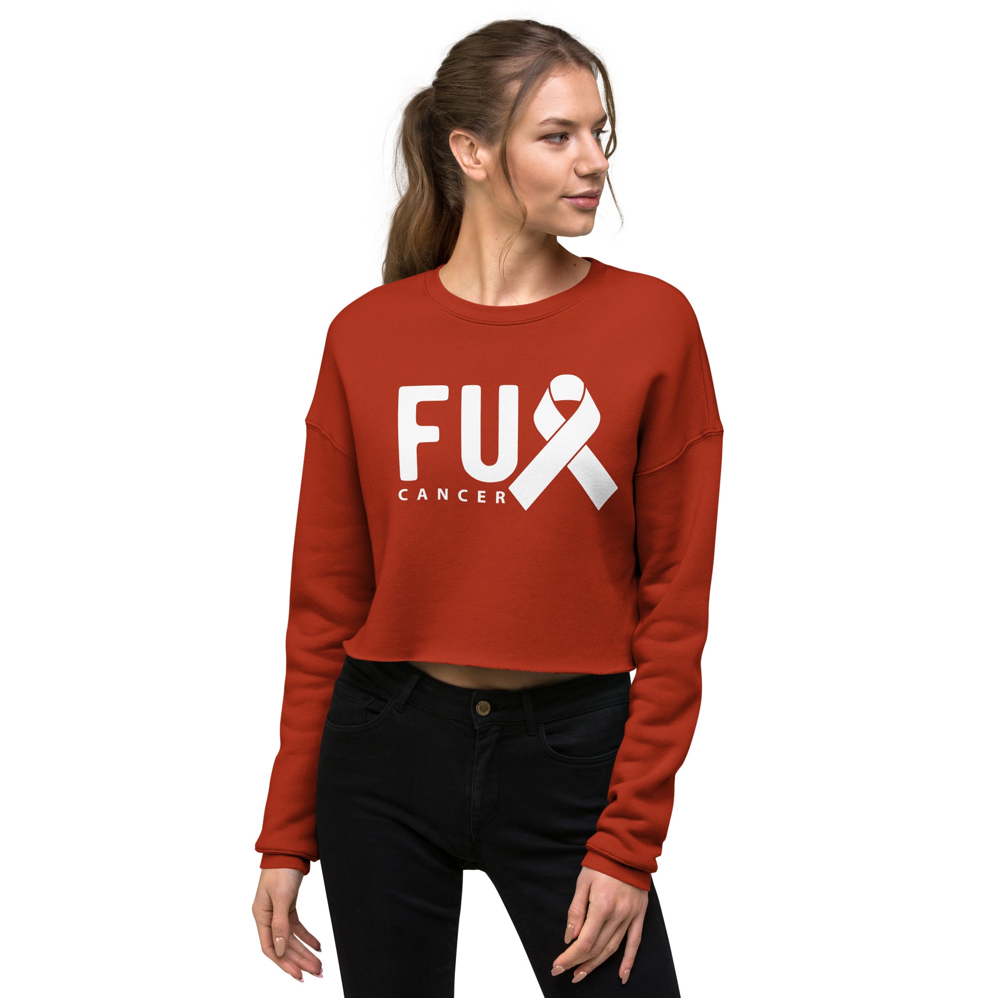 FU Cancer Crop Sweatshirt - Inspirational & Cozy Cancer Awareness Apparel for Cancer Warriors | Chemo Kits