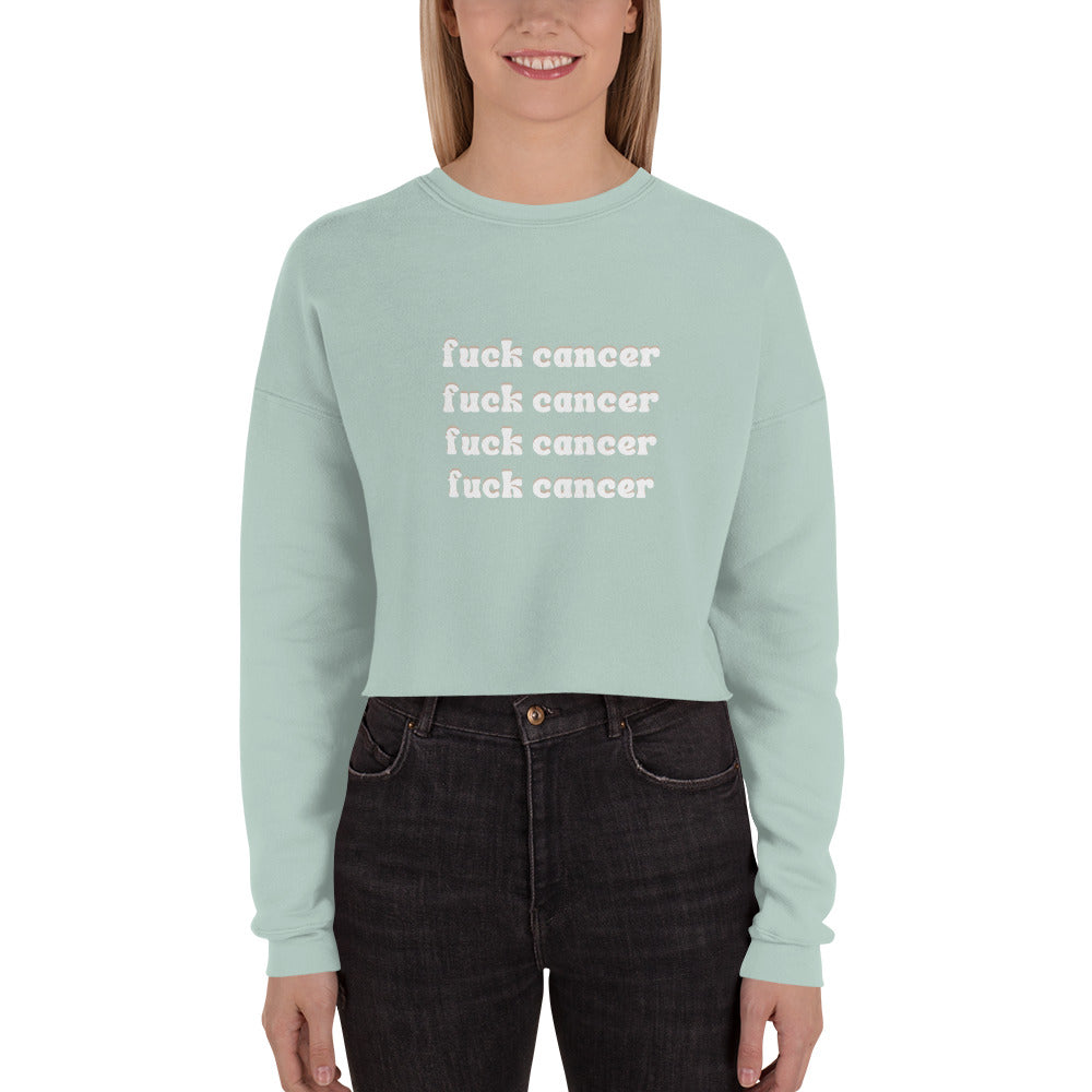 F*ck Cancer Crop Sweatshirt - Inspirational & Cozy Cancer Awareness Apparel for Cancer Warriors | Chemo Kits