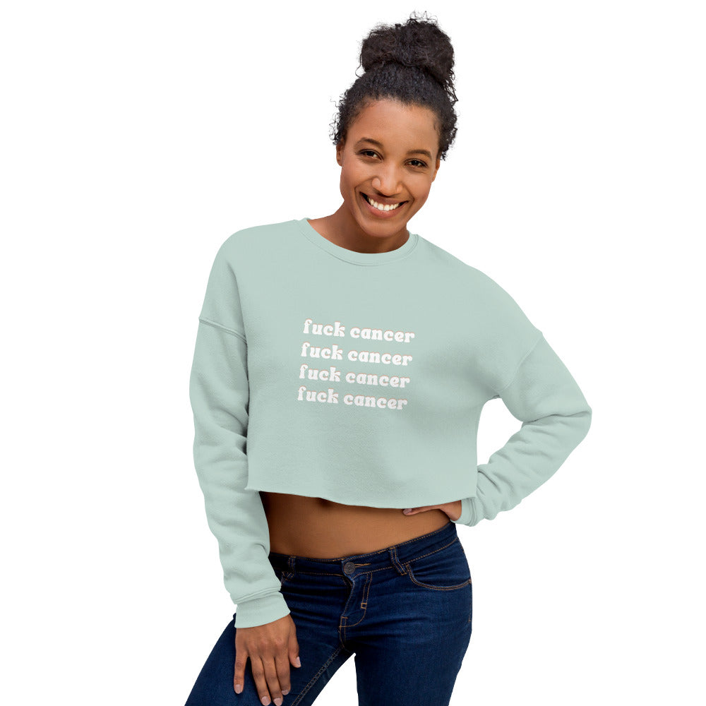 F*ck Cancer Crop Sweatshirt - Inspirational & Cozy Cancer Awareness Apparel for Cancer Warriors | Chemo Kits