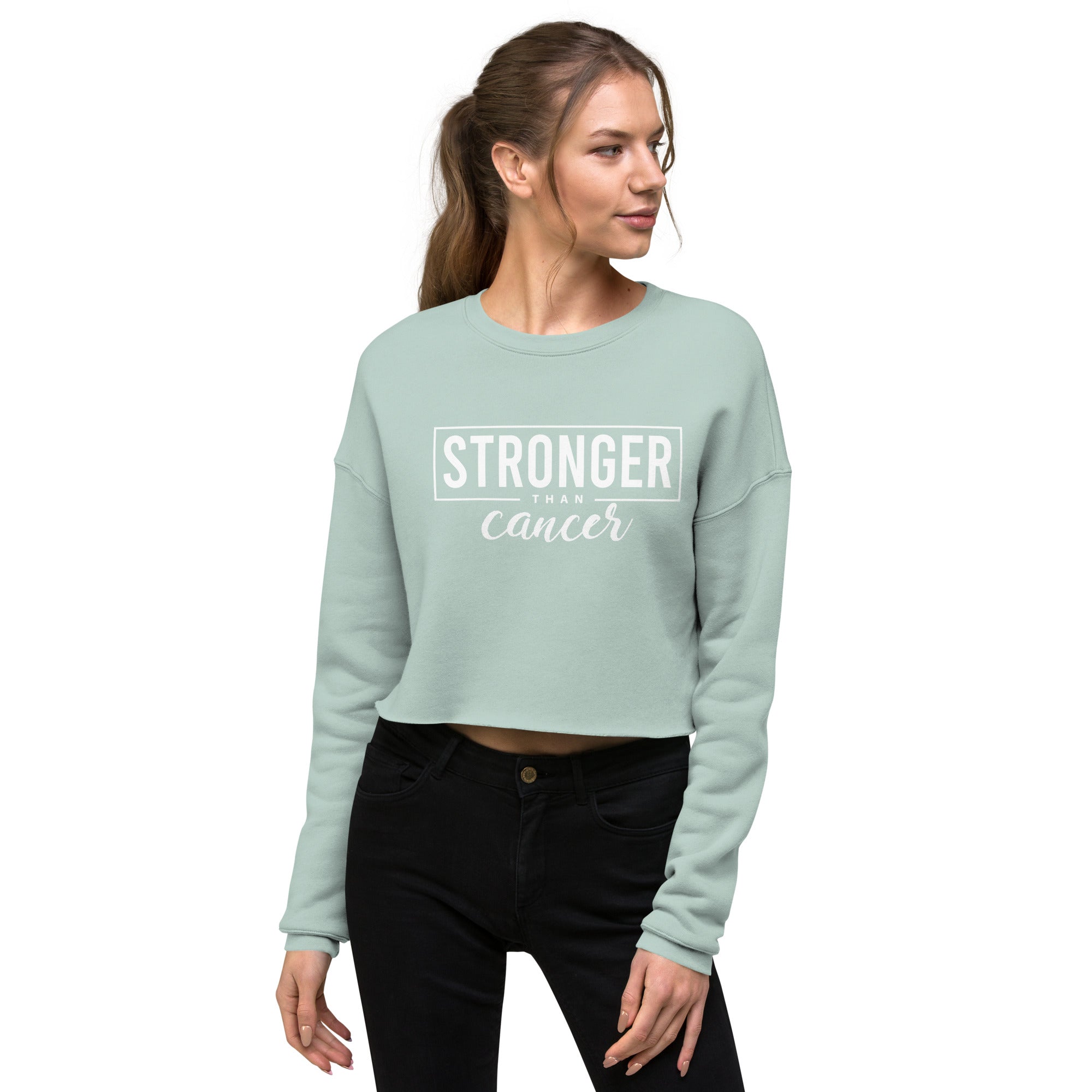 Stronger Than Cancer Crop Sweatshirt - Inspirational & Cozy Cancer Awareness Apparel for Cancer Warriors | Chemo Kits