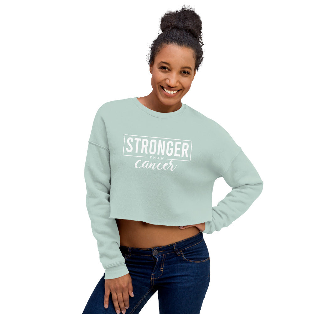 Stronger Than Cancer Crop Sweatshirt - Inspirational & Cozy Cancer Awareness Apparel for Cancer Warriors | Chemo Kits