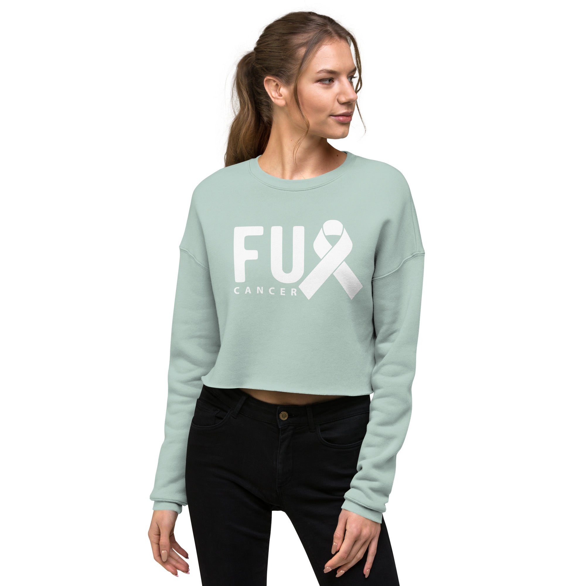 FU Cancer Crop Sweatshirt - Inspirational & Cozy Cancer Awareness Apparel for Cancer Warriors | Chemo Kits