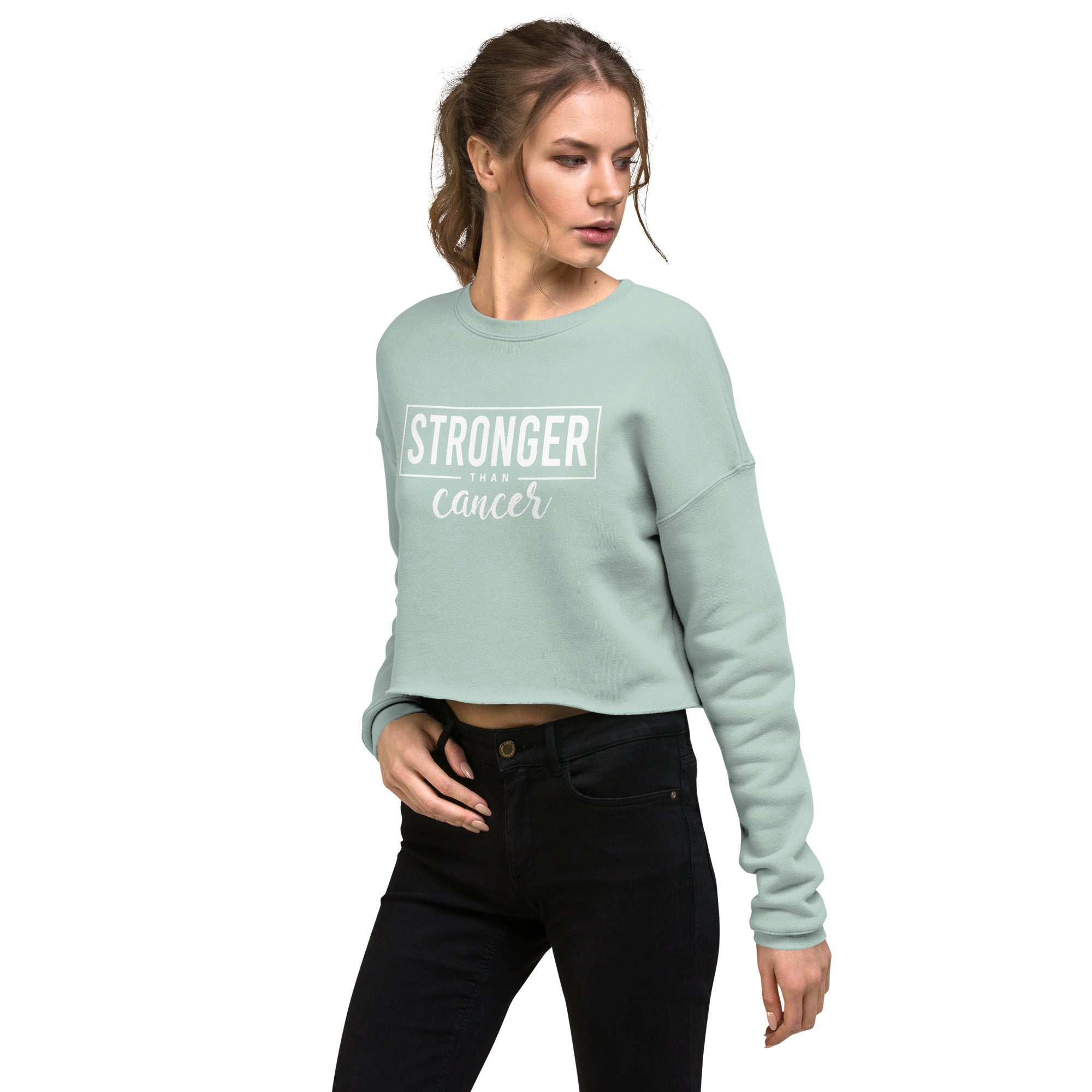 Stronger Than Cancer Crop Sweatshirt - Inspirational & Cozy Cancer Awareness Apparel for Cancer Warriors | Chemo Kits