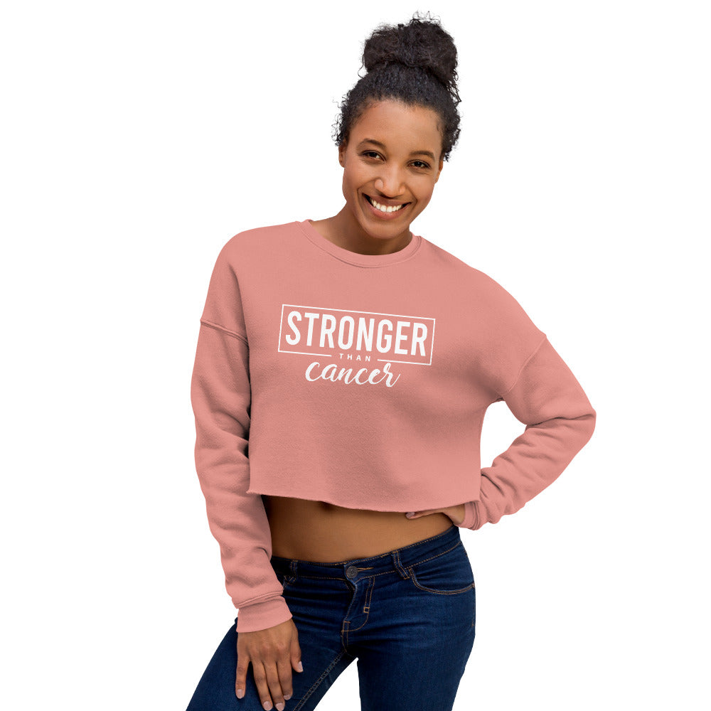 Stronger Than Cancer Crop Sweatshirt - Inspirational & Cozy Cancer Awareness Apparel for Cancer Warriors | Chemo Kits