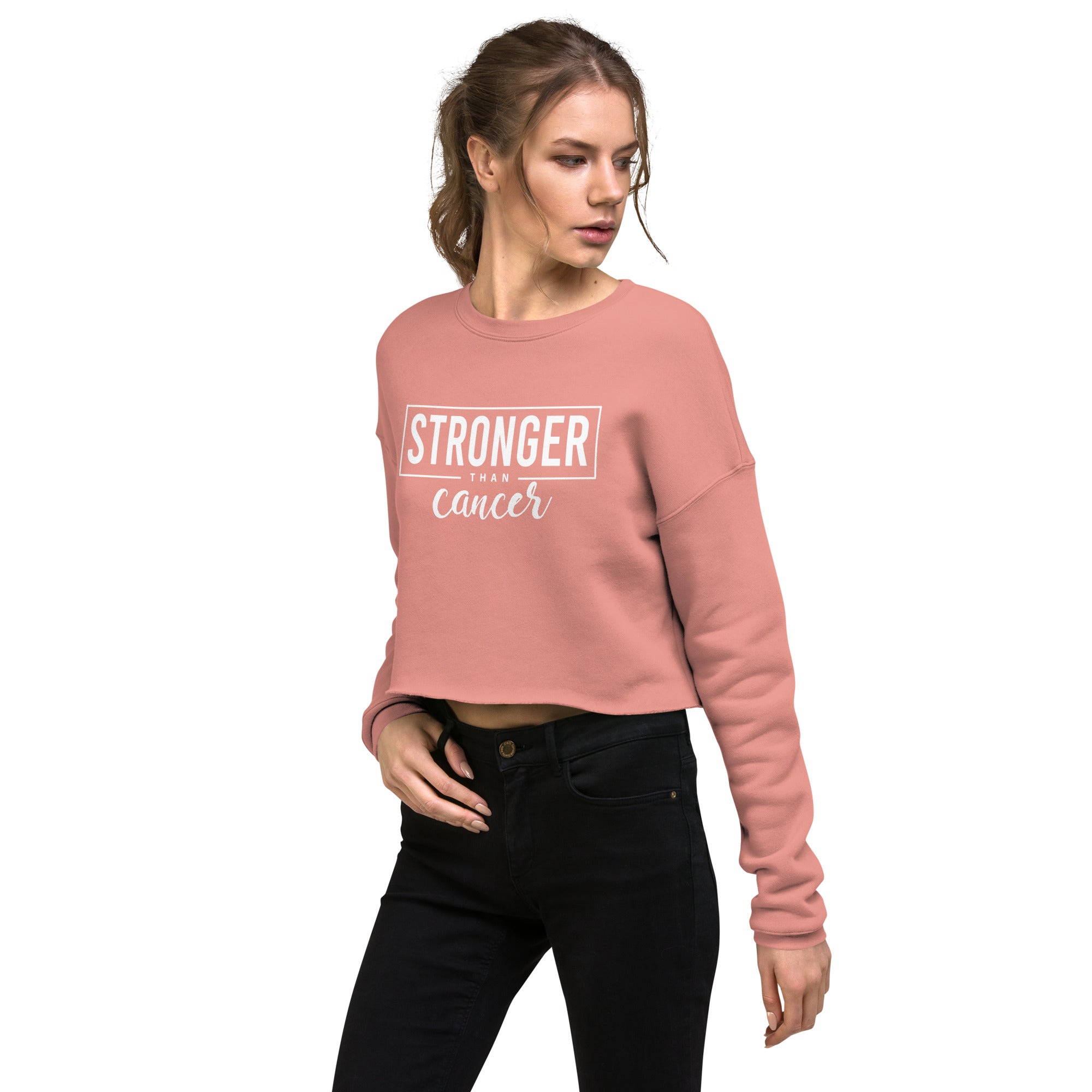 Stronger Than Cancer Crop Sweatshirt - Inspirational & Cozy Cancer Awareness Apparel for Cancer Warriors | Chemo Kits