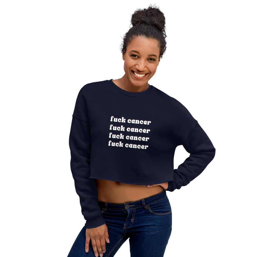 F*ck Cancer Crop Sweatshirt - Inspirational & Cozy Cancer Awareness Apparel for Cancer Warriors | Chemo Kits