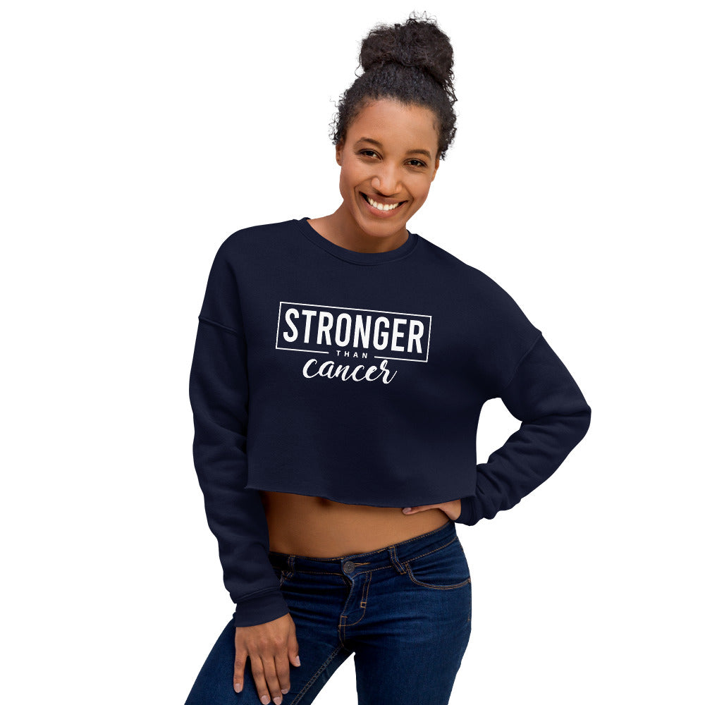 Stronger Than Cancer Crop Sweatshirt - Inspirational & Cozy Cancer Awareness Apparel for Cancer Warriors | Chemo Kits