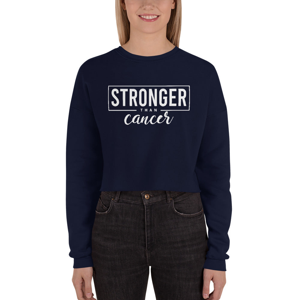 Stronger Than Cancer Crop Sweatshirt - Inspirational & Cozy Cancer Awareness Apparel for Cancer Warriors | Chemo Kits