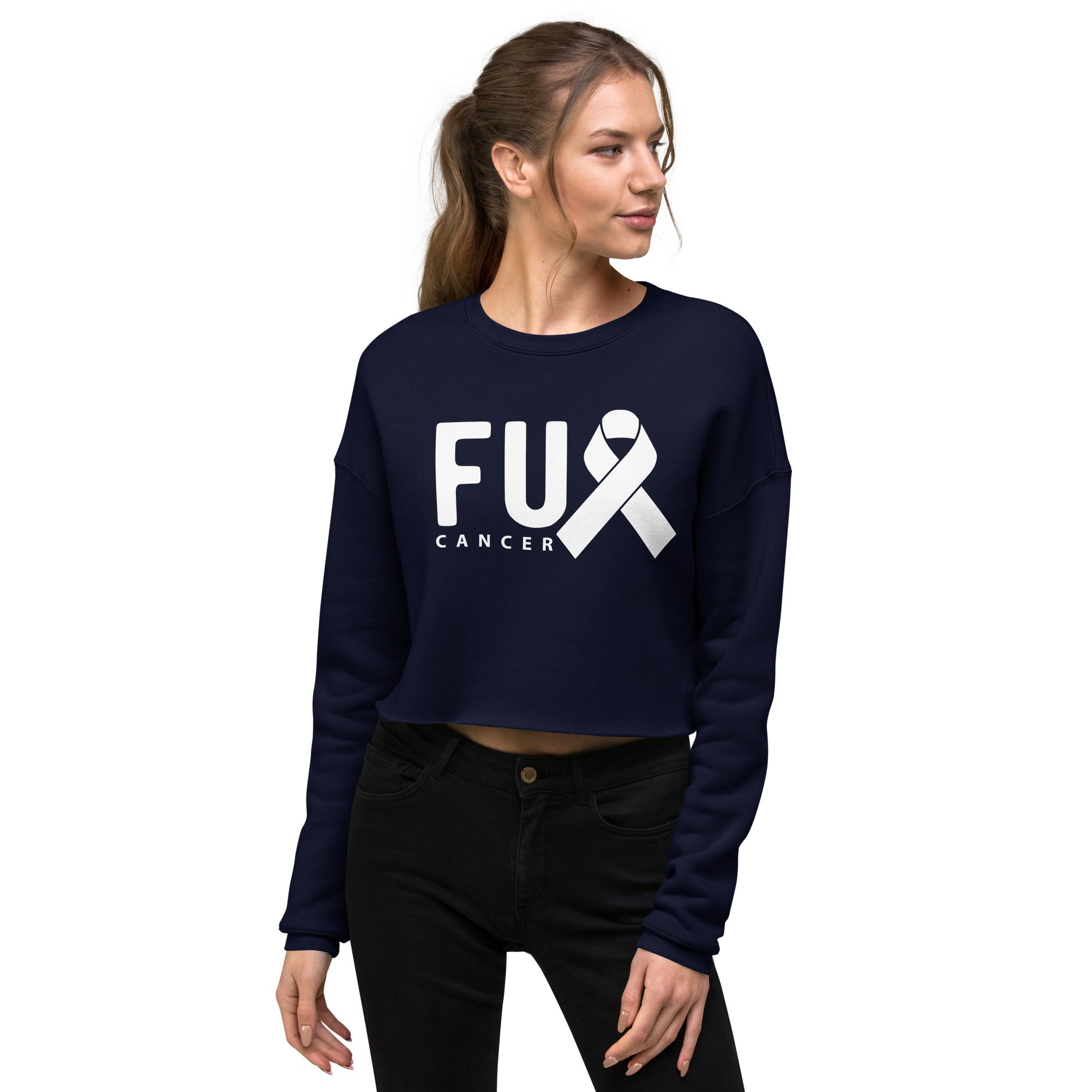 FU Cancer Crop Sweatshirt - Inspirational & Cozy Cancer Awareness Apparel for Cancer Warriors | Chemo Kits