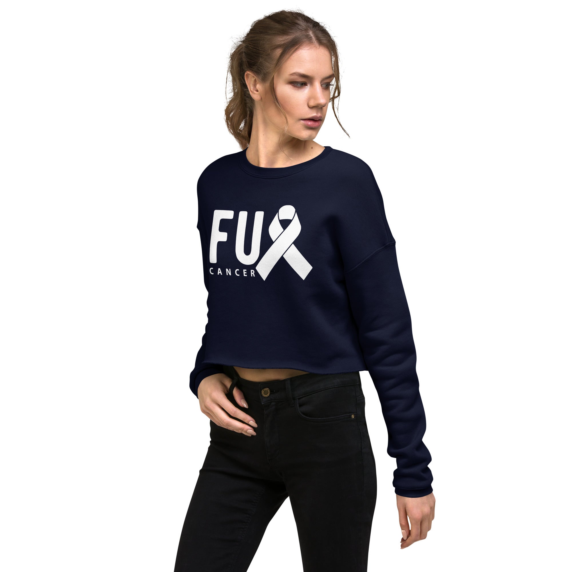 FU Cancer Crop Sweatshirt - Inspirational & Cozy Cancer Awareness Apparel for Cancer Warriors | Chemo Kits