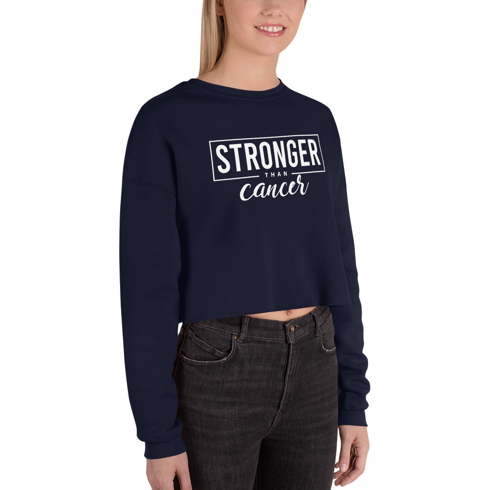 Stronger Than Cancer Crop Sweatshirt - Inspirational & Cozy Cancer Awareness Apparel for Cancer Warriors | Chemo Kits