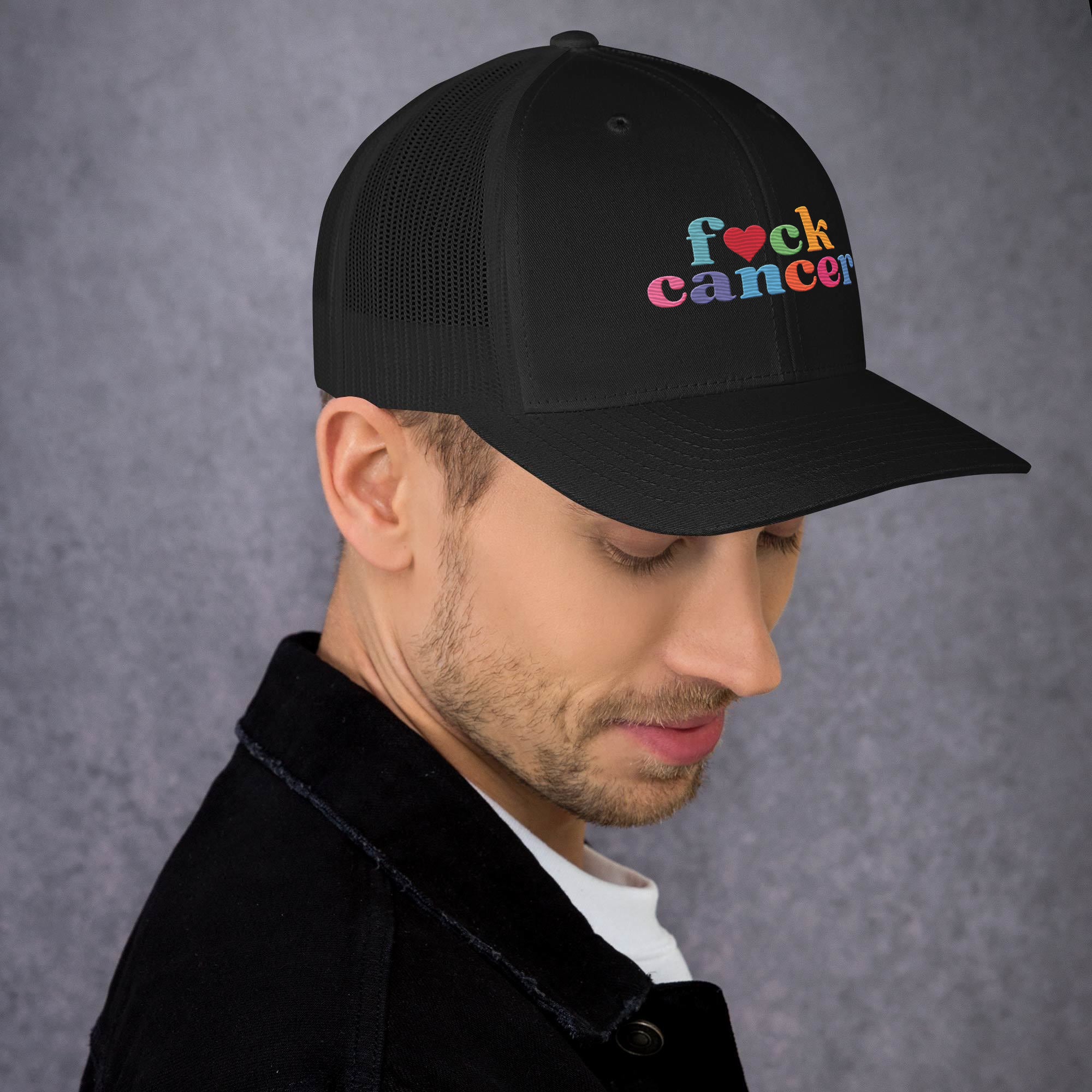 F*ck Cancer Retro Trucker Hat - Stylish & Empowering Cancer Awareness Cap | Chemo Kits