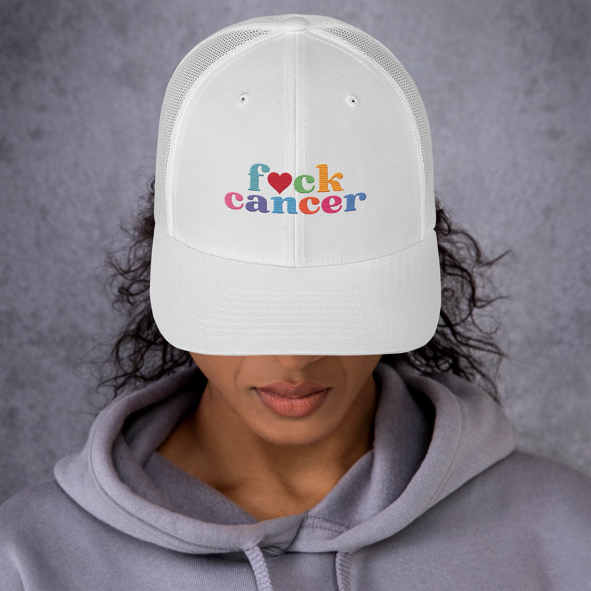 F*ck Cancer Retro Trucker Hat - Stylish & Empowering Cancer Awareness Cap | Chemo Kits