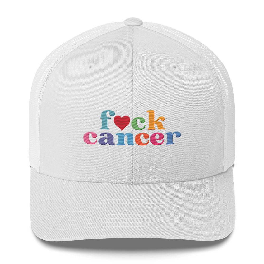 F*ck Cancer Retro Trucker Hat - Stylish & Empowering Cancer Awareness Cap | Chemo Kits