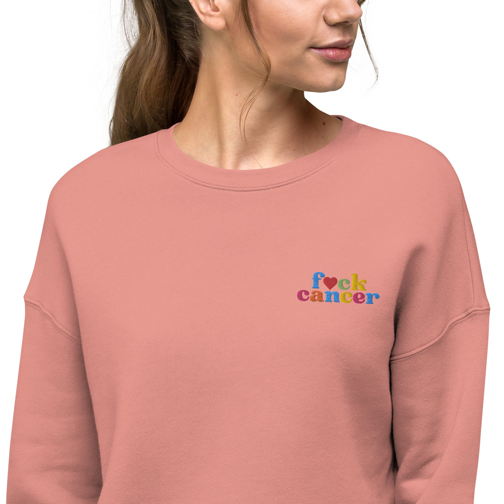 F*ck Cancer Crop Sweatshirt - Inspirational & Cozy Cancer Awareness Apparel for Cancer Warriors | Chemo Kits