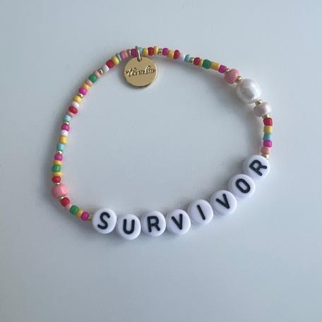 Pearl Cancer Survivor Bracelet With Sterling Ribbon Charm CBB-R42